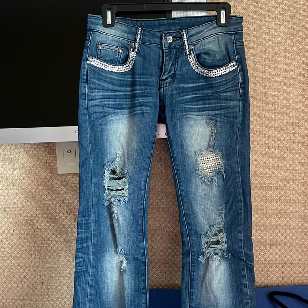 A-7 Swarovski crystal jeans